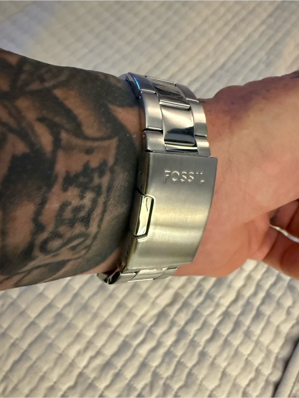 Fossil Townsmen Silver Skeleton Automatic Bracelet Watch - Picture 4 of 6